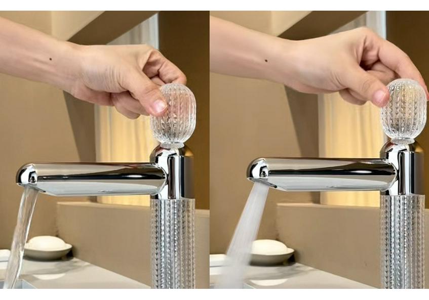 Luxury Crystal-Textured 304 Stainless Steel Faucet with Removable Aerator