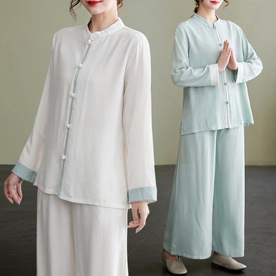 Summer Cotton and Linen Tai Chi Suit Loose Training Clothes Zen Buddhist Monk Suit Two-piece Set