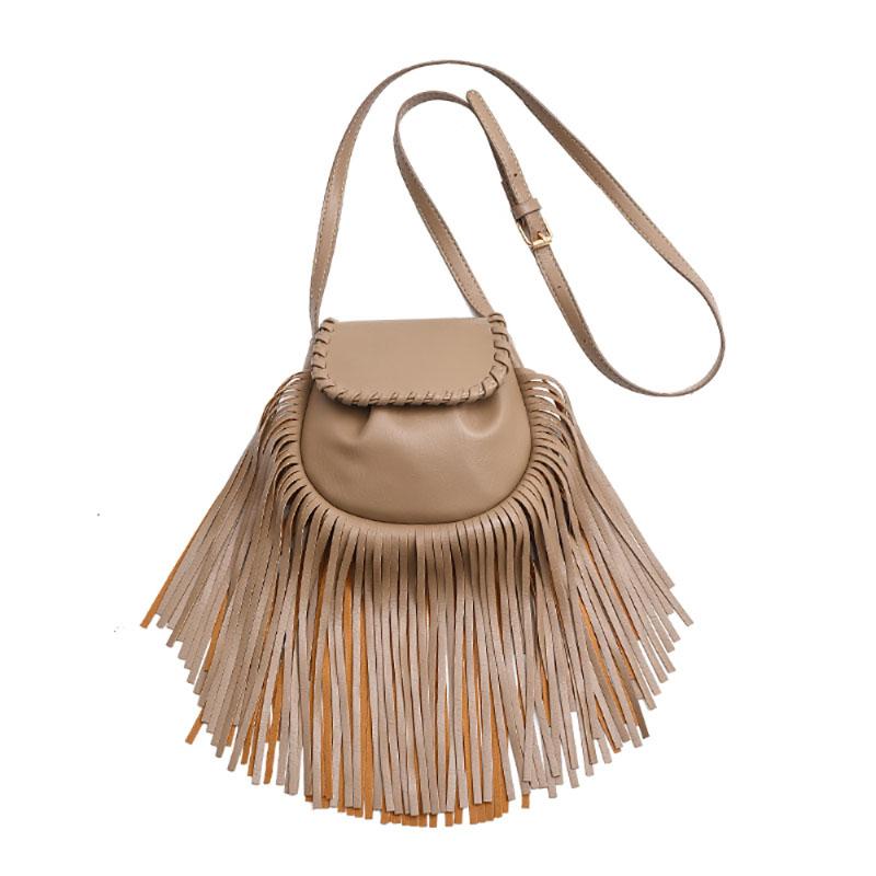 Niche Design Tassel Crossbody Bag Korean Style Lady High-End Fashion New Small Square Bag  Simple Wind Commute Shoulder Pack