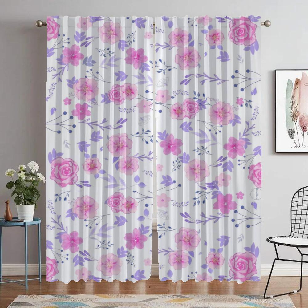 Zasłony w kwiaty Zasłona zaciemniająca do pokoju dziecięcego do pokoju 2 panele Zasłony do wnętrza domu Dekoracja na Halloween Zasłony działowe Do salonu