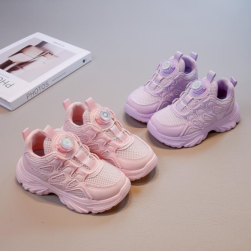 White Sneakers for Children, Girls' Sports Shoes, Little Girls' Running Shoes, Breathable Mesh Shoes for Spring and Autumn, School Dad Shoes