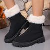 Women's Wide Width Snow Boots, Back Zipper Warm Ankle Boots, Plush Lined Winter Booties for Women
