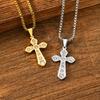 Vnox Stainless Steel Zircon Cross Pendant Necklace with Box Chain for Women Men, Christian Hip Hop Cross Necklace Jewelry Gifts