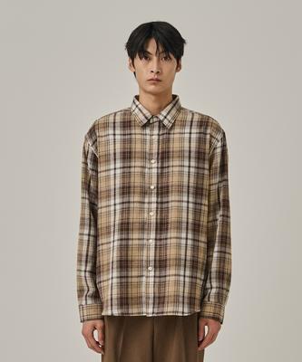 ANALOG MOOD Flannel Semi-Check Shirt (Brown)