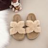 High-value soft-bottomed fluffy slippers for women's outer wear 2025 new autumn and winter flat-bottomed wool rolls at home with cotton mops