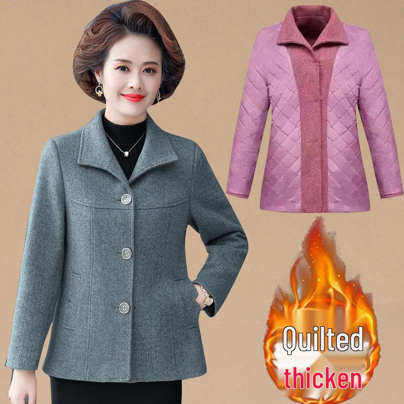 Frühlings-Oberbekleidung für Frauen mittleren Alters und ältere Frauen: Modischer kurzer Anzug, ideal für 50-Jährige, perfekt für Frühling und Herbst.