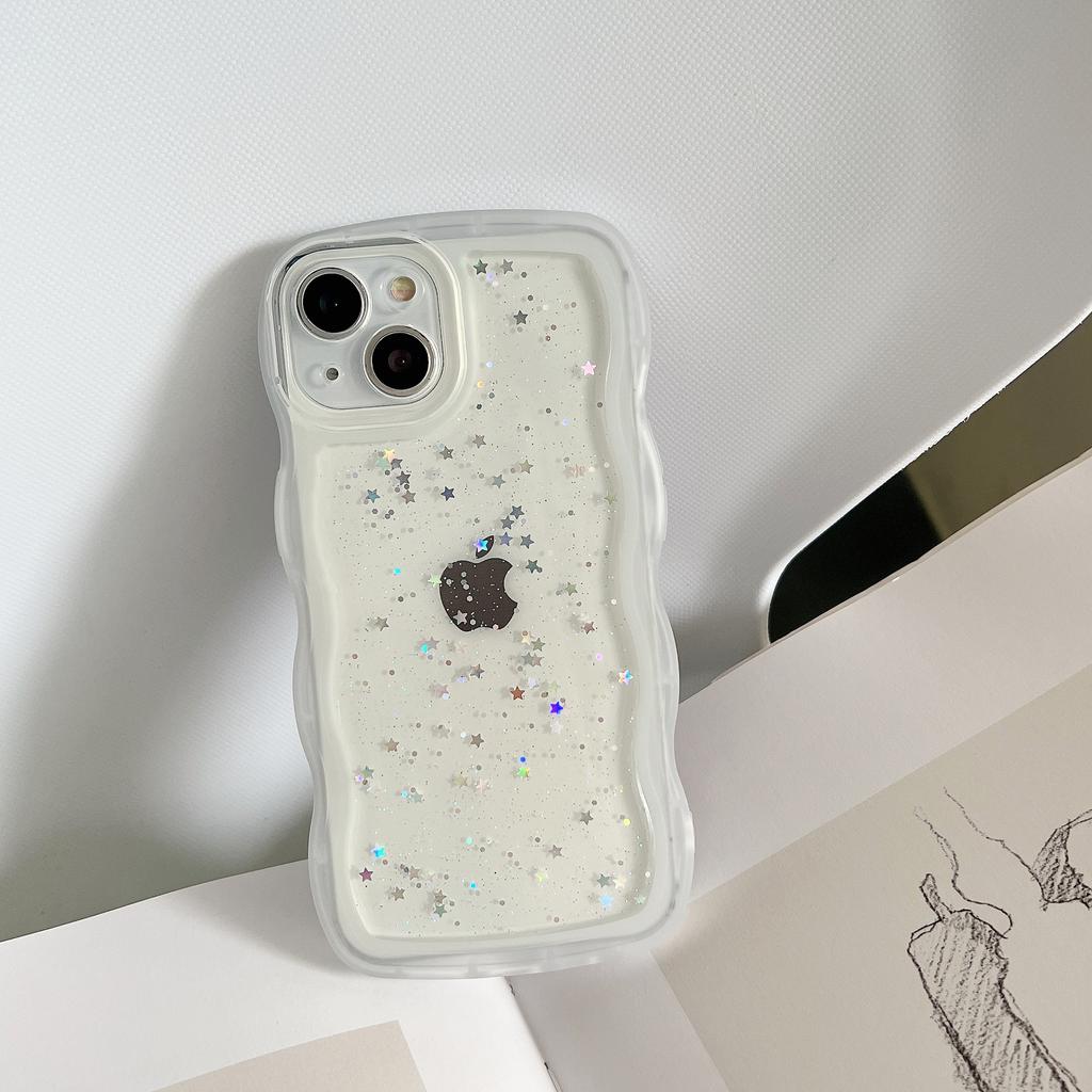 Glue Glitter Powder Wave IPhone 16E Mobile Phone Case Suitable for Apple 15 Promax Anti-fall 14 Protective Case