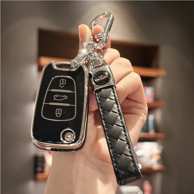 Key Fob Cover with Key Chain Hyundai I10 I20 I30 Ix20 Ix35 and Kia Ceed Soul Sportage Venga Car Key Case for 3-Button Blade Type