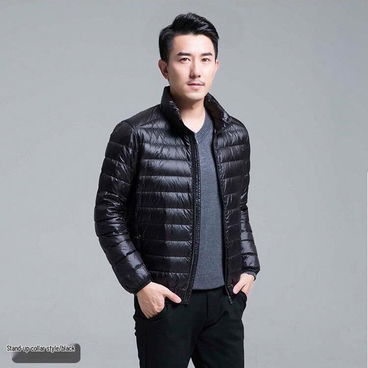 

Мужская легкая зимняя куртка с капюшоном на белом утином пуху - Теплое уличное альпинистское пальто L