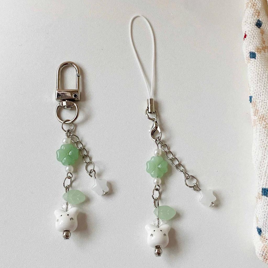 Practical Handmade Beadwork Rabbits Hanging Ornament Versatile Phone Charm Portable for Styles Upgrade Daily Use
