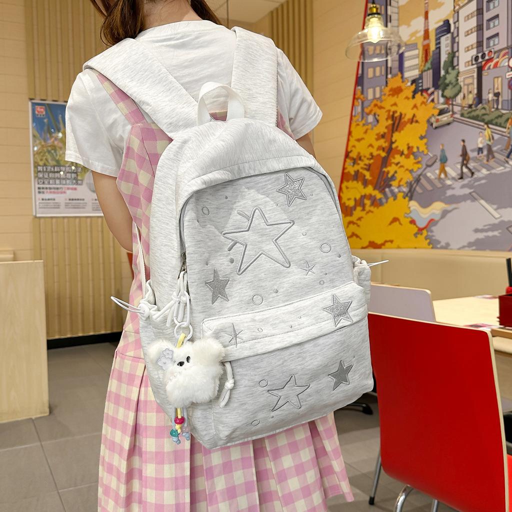 Schoolbag Japanese college style star printed schoolbag for women, large capacity, high value, junior and high school students, lightweight burden