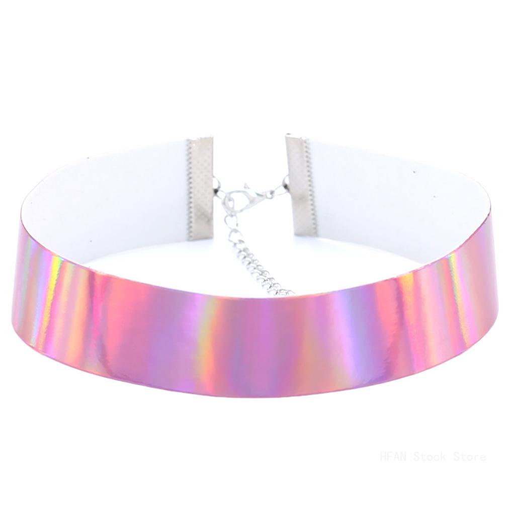 

Нове Модне Райдужне Намисто Жіноче Готичне Панк Голографічний Чокер Готичне Намисто Модні Іризуючі Прикраси рожевий