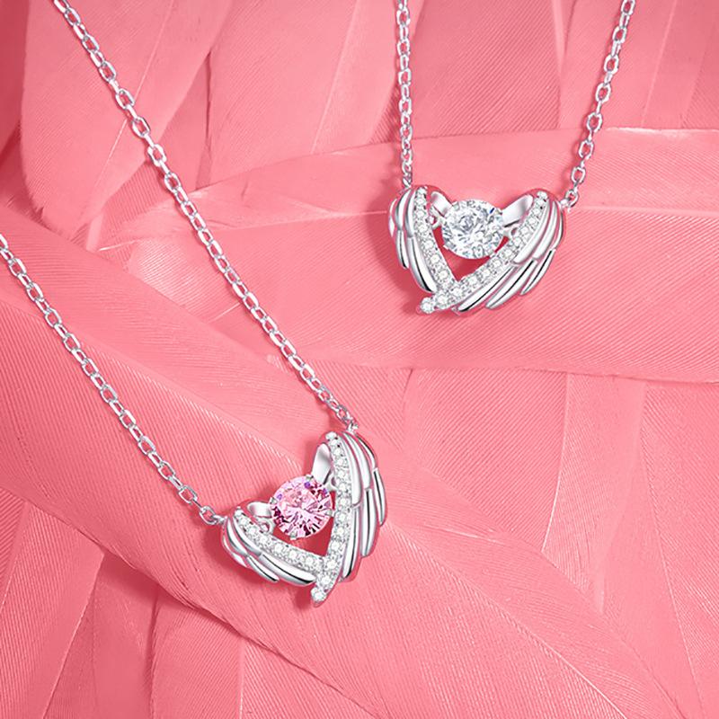 Angel Guardian Agile Necklace Women Japanese and Korean Beating Heart-shaped Collarbone Chain Sweater Neck Chain