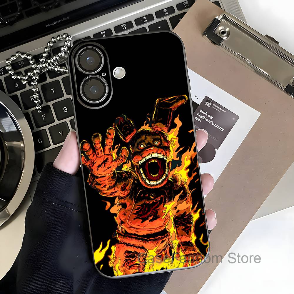 Cute F-FnafS For iPhone 17,16,15,14,13,12,11,Pro,Max,Plus Transparent Gray Phone Case Magnetic Wireless Charging