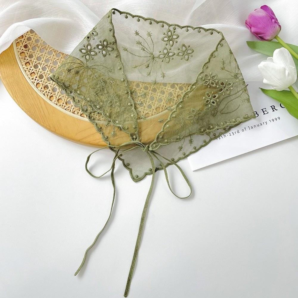 Vintage White Bandanas for Women Thin Sweet Headscarf Casual Lace Flower Hair Scarf  Pastoral Style