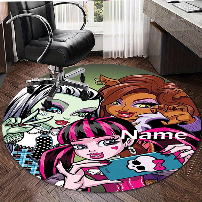 Personalized M-Monster High Draculaura Round Chair Office Rug - Perfect for Mat, Office Chair & More - Ideal Gift for Birthdays and Holidays