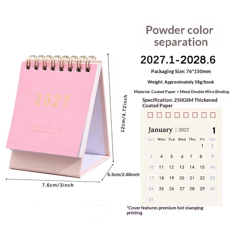 2027 Mini Morandi Color Desk Calendar Compact Size Memo Planner for Home Office Desktop Decoration Daily Reminder