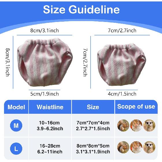 2PCS Small Pet Diapers,Adjustable Sugar Glider Diapers Climbing Diapers,Washable,Specially Designed for Use On Pet Squirrels Small Medium Guinea Pig.