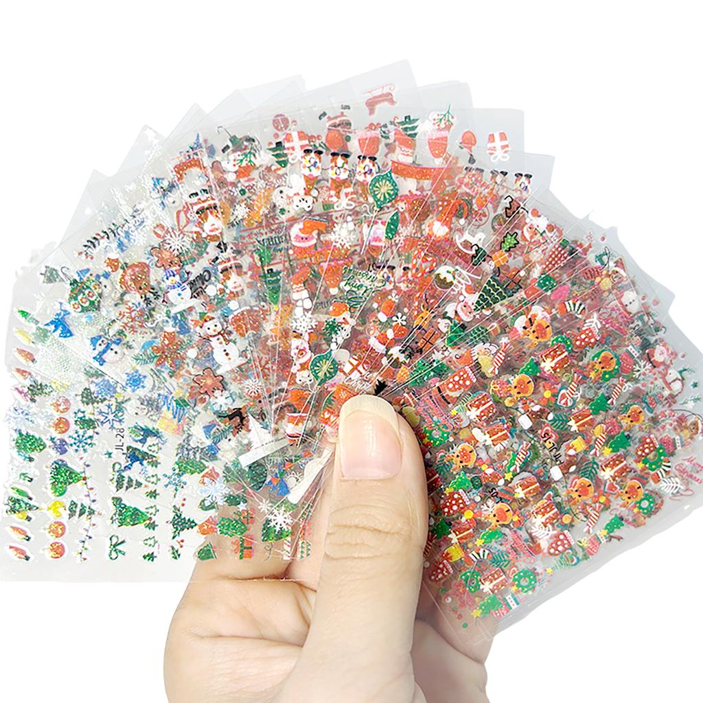30-150pcs wholesales Santa Claus Pattern Nail Art Stickers Cartoon Santa Claus 3D Nail Stickers for Party Nail Art Supplies
