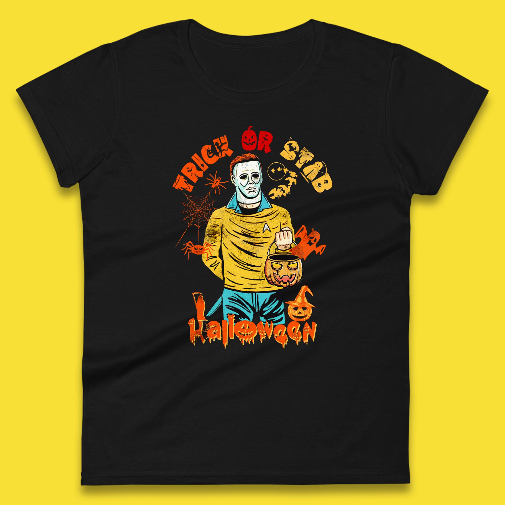 Trick Or Stab Halloween Michael Myers Stab Trek Trick Or Treat Womens Tee T Shirt Mens Tops Unisex Top L