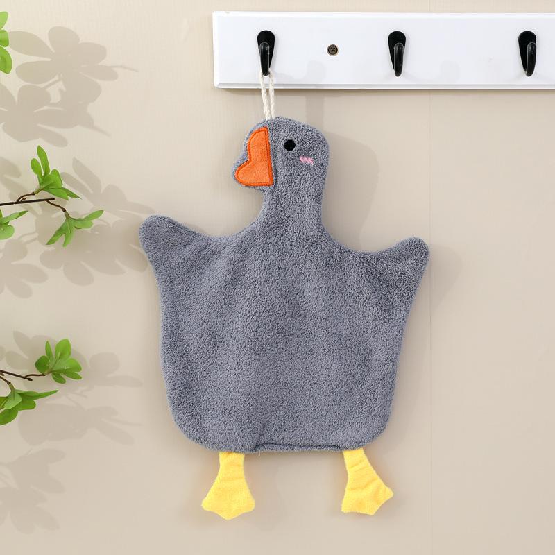 

Big Goose Water-Absorbent Coral Fleece Hand Towel - Hanging, Odor-Free for Bathroom, Kitchen, or Kids 35x25 cm серый