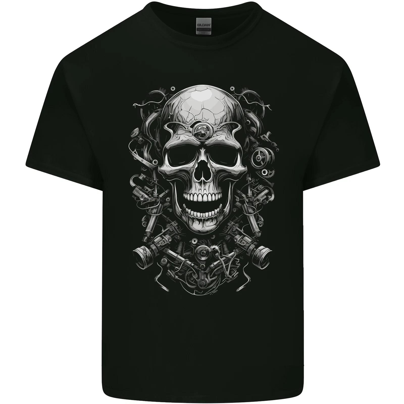 Engine Skull Motorcycle Biker Mechanic Car Kids T-Shirt Childrens 3XL