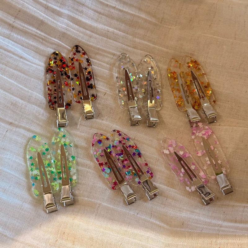 Handmade Clear Duckbill Hair Clip Set INS Transparent Style No Crease Multicolor Hair Clips for Girls Bang Fixing