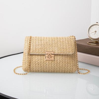 Sac à Bandoulière Tendance pour Femme en Paille 2024 avec Fermeture à Tourniquet