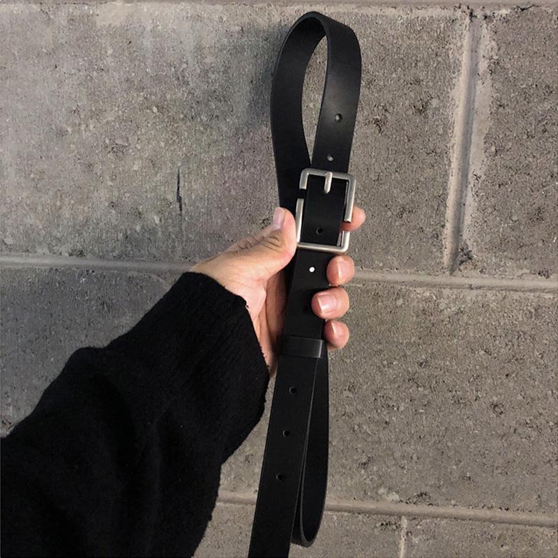 Koreański Cienki Pasek Męski Prosta Kwadratowa Klamra Pinowa Pasek Vintage Jeansy Spodnie Skórzany PU Pas Biodrowy Pasek do Talii