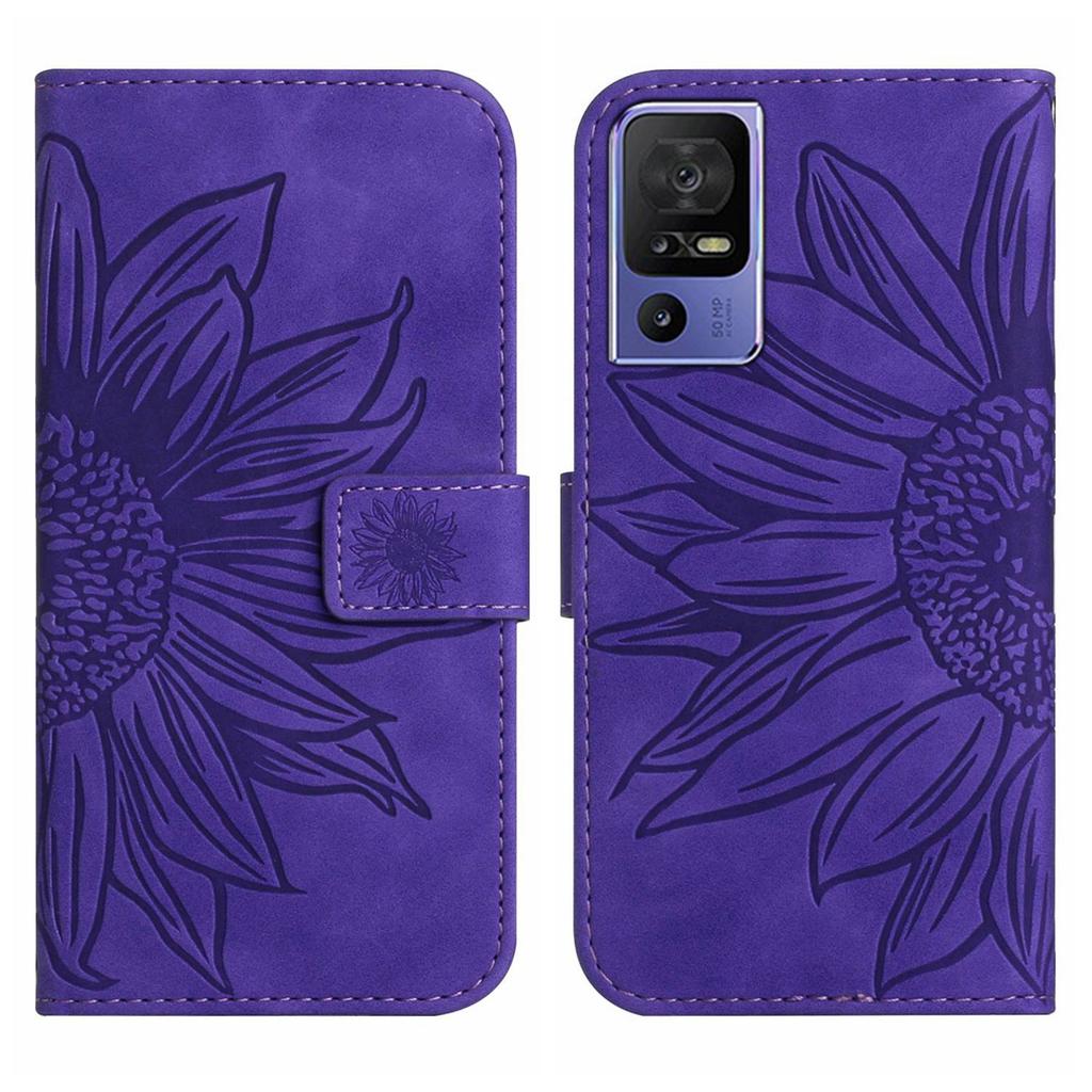 For Infinix Hot 12 Mobile Phone Leather Case TCL 40SE Frosted Sunflower Card Holder Protective Case