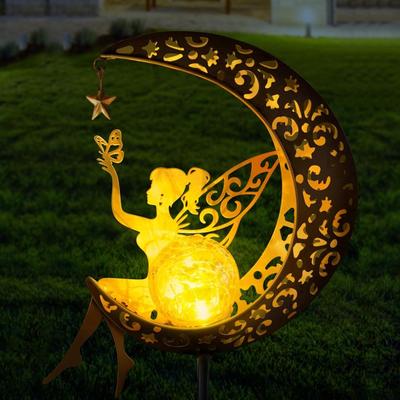 Solar Lights Garden Decorations,Moon Fairy Light,Solar Statues Outdoor Decor,Warm LED Light for Pathway Lawn Patio Courtyard Gifts for Mom Grandma