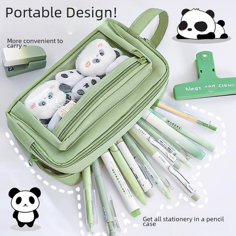 2024 Large Capacity Transparent Pencil Case for Girls: Perfect for Elementary and Junior High Students