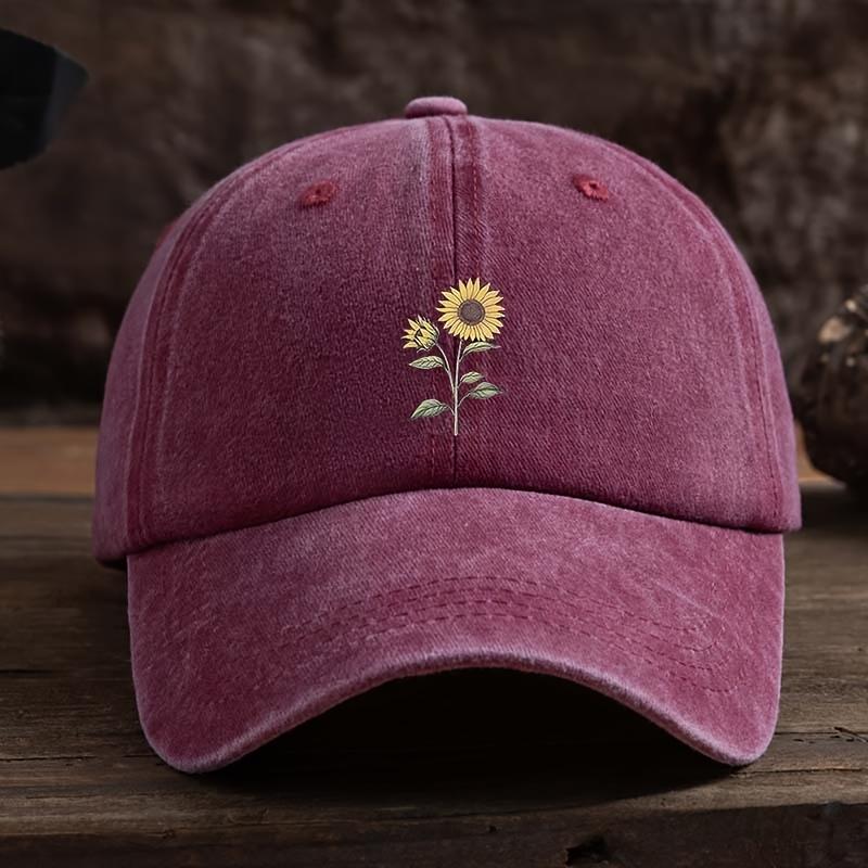 

Fashionable Sunflower Printed Baseball Hat Multi functional Outdoor Fishing Sunshade Hat Adjustable бордовый