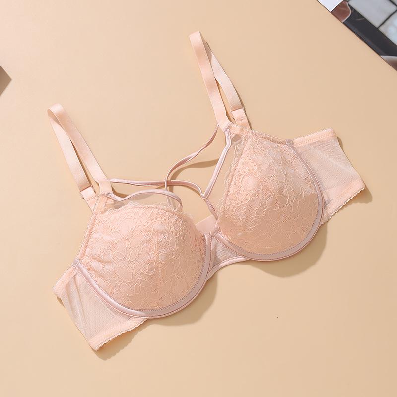 Sexy lace big breasts show small underwear women gather anti-sagging bra autumn breathable thin bra