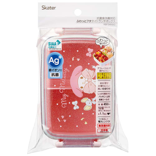 Skater Children's Lunch Box, 450ml, with a Soft Dome-Shaped Lid, Single Tier, Made In Japan, Sanrio My Melody Big Ribbon, Girl's, RBF3ANAG-A