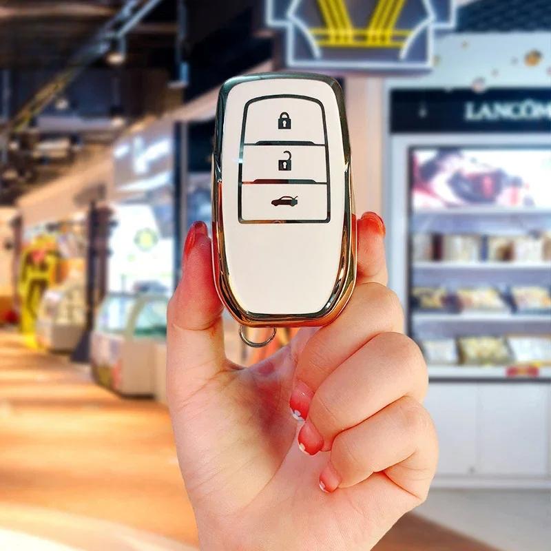 TPU Key Case for Car for TOYOTA Camry Hanlanda Key Protection sleeve Protective shell Keychain Handmade Cowhide