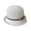 Spring and summer knitted thin belt buckle top hat British retro travel sunscreen sun hat fashion versatile basin hat
