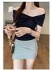 2025 Chic Off-Shoulder Short-Sleeve Women's Slim Top