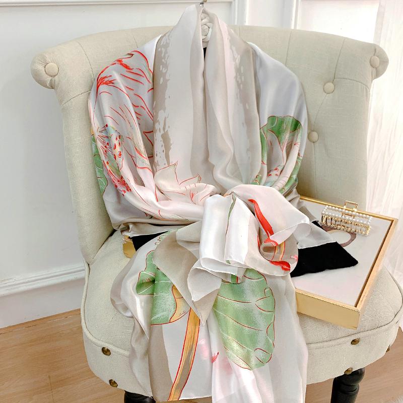 180*90cm fashion Luxury Brand muffler Women Female Designer Big Florals Digital Foulard Ladies Silk Shawls Beach Scarf Printed