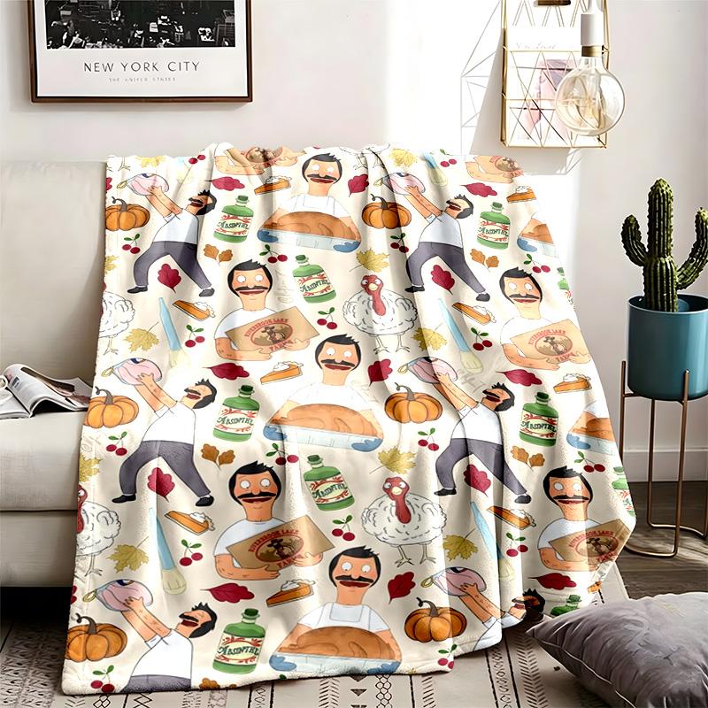 Bob'S Burgers Theme Blanket Suitable For The Sofa Camping And Travel Made Of Soft Flannel Material An Ideal Gift For Occasions Such As Birthday