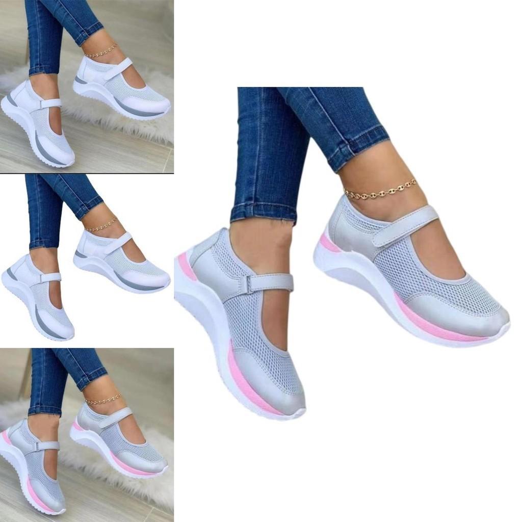 Pu Leather Women's Shoes With Round Toe And Breathable Mesh Design