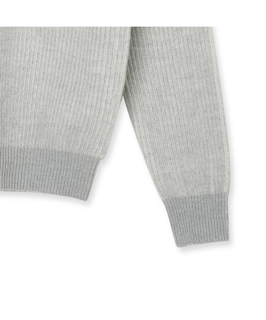 IOLO Two-Tone Ribbed Half Mock Neck_Light Gray