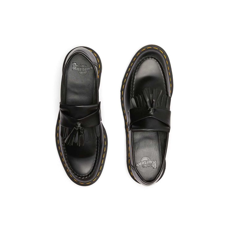 Dr. Martens Adrian Yellow Stitch Leather Tassel Loafer Black Unisex Sneakers 22209001
