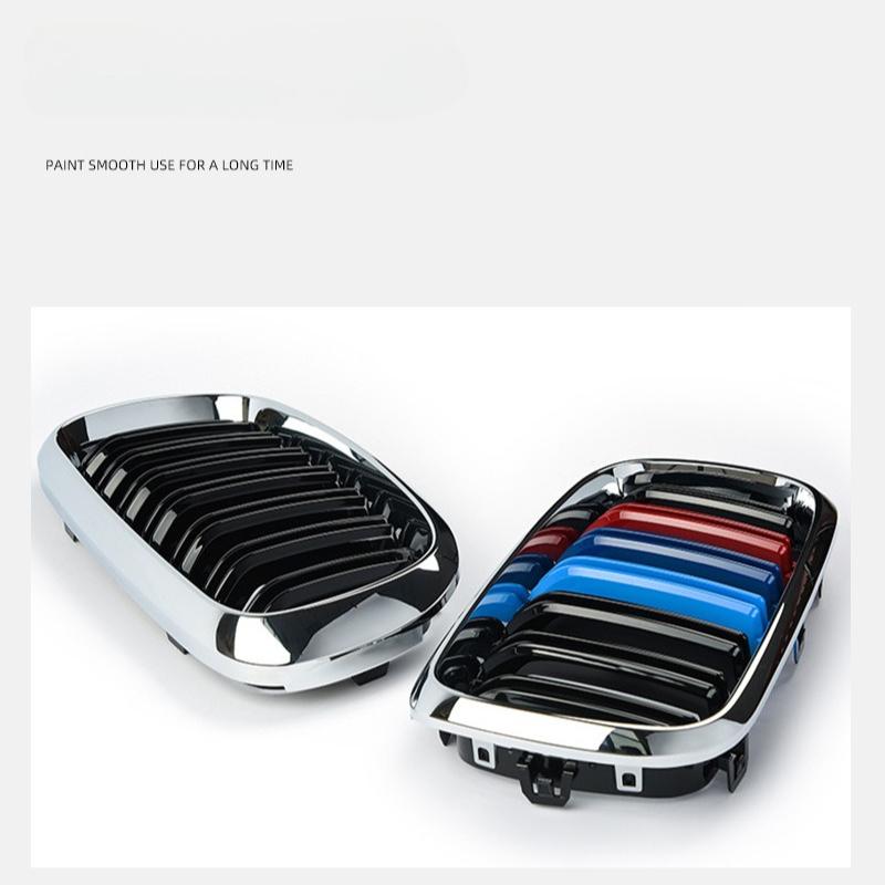 1 Pair Car Glossy/Matte Black Front Bumper Double 2 Slat Kidney Grilles For BMW F15 F16 X5 X6 F85 F86 X5M X6M 2014-2017 Grilles