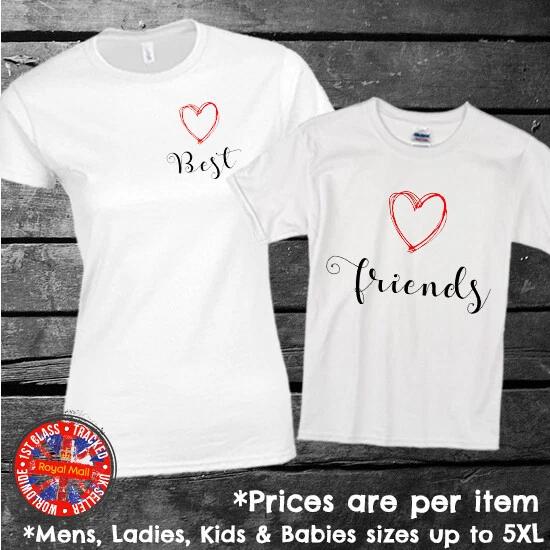 Best Friends Matching T-shirt Set Mum Dad Kids Friends Siblings Boys Girls Gift 3XL