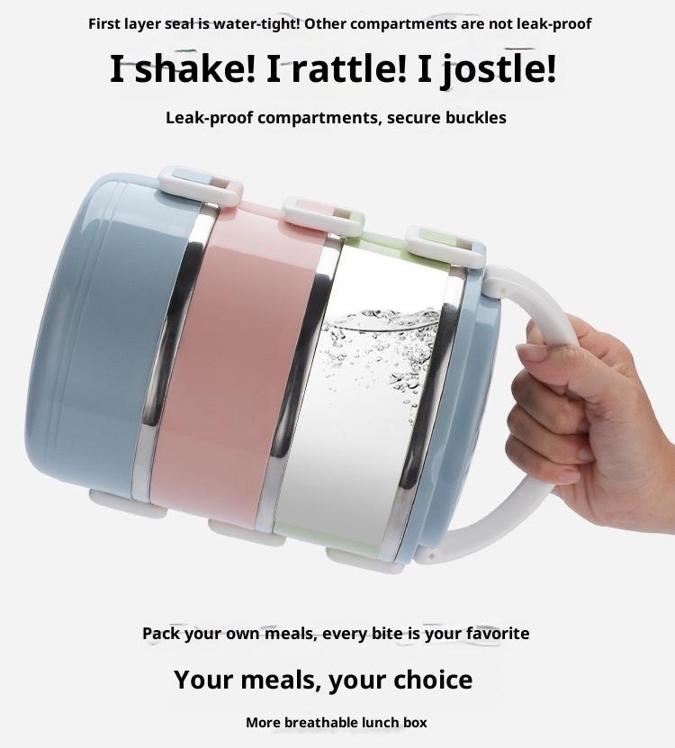 Oem Outdoor Camping Polished Surface Large Capacity Portable Sealed Multi-layer Partition 304 Stainless Steel Lunch Box