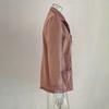 Women's Long Sleeve Tweed Double Breasted Blazer Jacket Notched Lapel Ribbed Open Front Fall Coat with Pockets