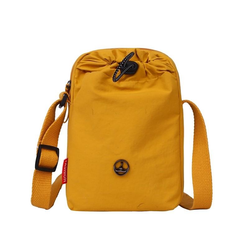 Nylon Vertical Phone Bag For Women With Drawstring Closure And Mobile Pocket