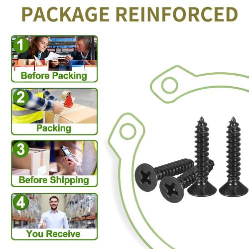 Zmbroll M2 Black Countersunk Head Self-Tapping Screws, 650 Pieces, Phillips Drive, Wood Screws, Metric Sheet Metal Screws, Carbon Steel, Micro Electro