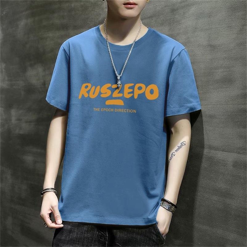 Men'S Short-Sleeved T-Shirt New Summer Trend Korean Version Loose Bottoming Shirt Clothes T-Shirt Large Size Teen